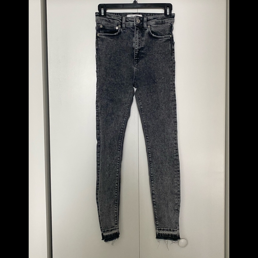 Zara Gray Acid Wash Skinny Jeans